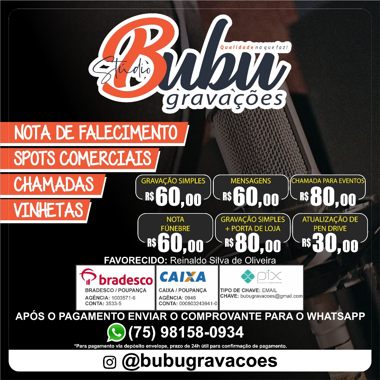 Studio Bubu Gravações - Divulgação