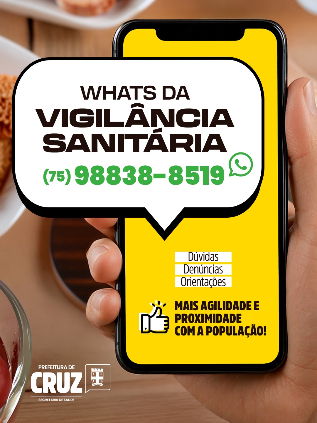 Vigilância Sanitária de Cruz das Almas lança canal de atendimento via WhatsApp